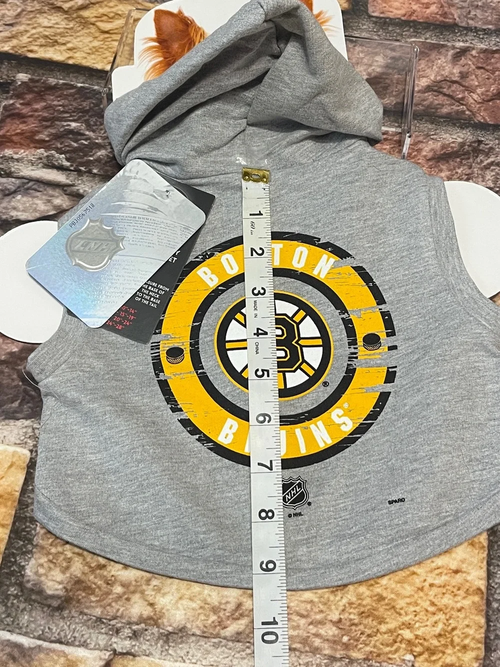 Sparo Boston Bruins NHL Dog Hoodie Pet Apparel Distressed Gray Small Hockey NWT